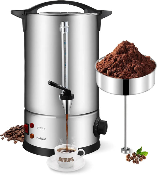 Bostar Percolateur à Café Professionnel 12L en Acier Inoxydable – argenté