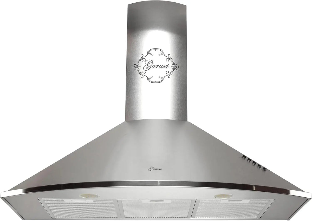 Gurari 046 IS Hotte aspirante murale 90 cm •1000m³/h•Hotte murale Luxe fabricant Gurari • 3 vitesses – 206 W, argenté