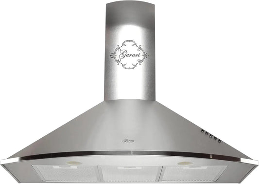Gurari 046 IS Hotte aspirante murale 90 cm •1000m³/h•Hotte murale Luxe fabricant Gurari • 3 vitesses – 206 W, argenté