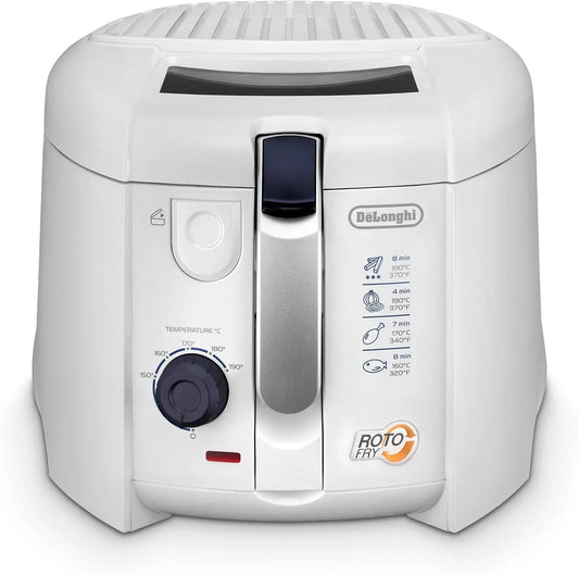 De'Longhi F28211.W1 Friteuse RotoFry – 1800 W, 1,2 litre, argenté/blanc