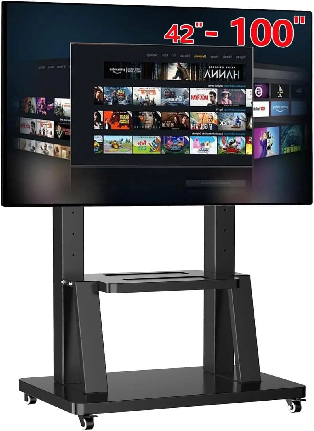 JXMSTWP Support au Sol téléviseur avec roulettes Mobile pour la Plupart des écrans de 42 à 100 Pouces – 900 x600 mm, noir