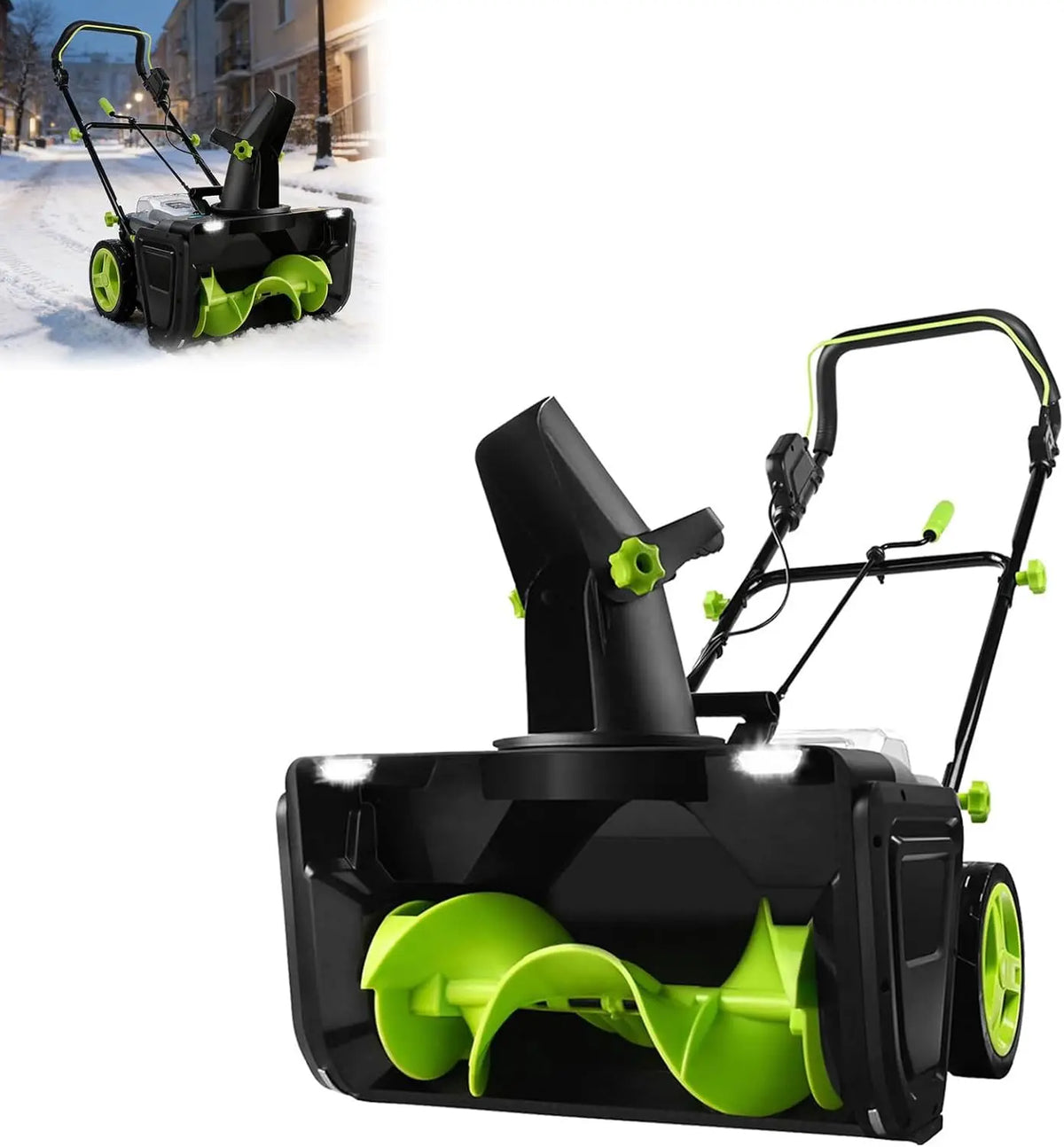 Fraise à Neige Électrique – 3500 W, 0 Ah, noir/gris/vert