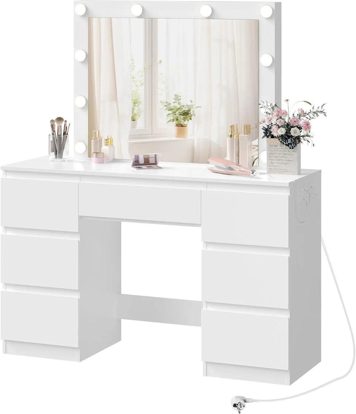WOLTU Coiffeuse avec Grand Miroir LED – gris