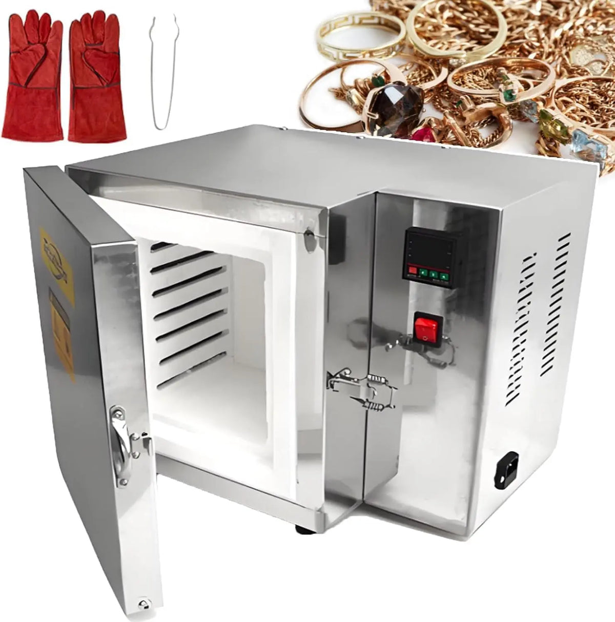 Four électrique pour le moulage de bijoux et la poterie – 1500 W, gris