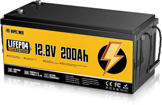 12V 200ah Batterie Lifepo4 – 2560 Wh, gris/noir/jaune