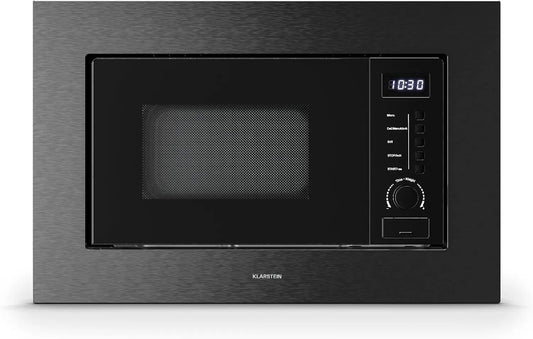 Klarstein Verosteel Micro Onde Encastrable avec Grill – 700 W, 20 L, argenté/noir