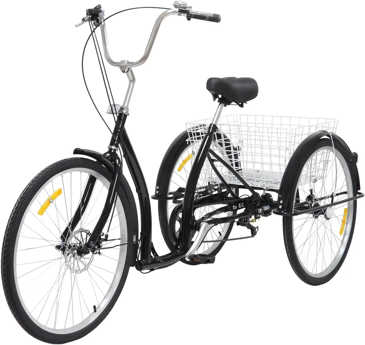 Tricycle 66 cm - 6 vitesses - Avec panier - Hauteur réglable – gris/noir