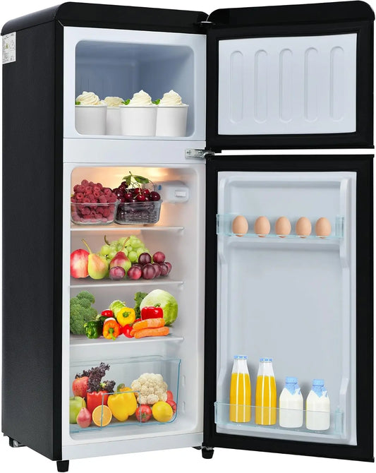 Réfrigérateur standard autoportant style rétro – 92 litres, 116 kWh, 105,5 x 41 x 45,5 cm, noir