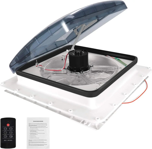 Ventilateur de toit Caravane – 40 x 40 Cm, gris/noir/bleu