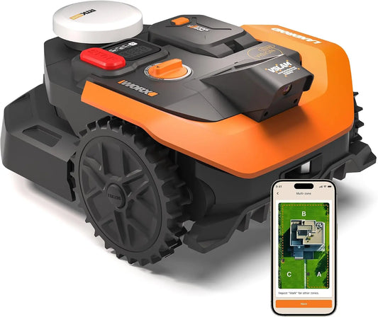 WORX Vision Cloud 2WD WR305E Robot Tondeuse 500 m² – gris/orange/noir