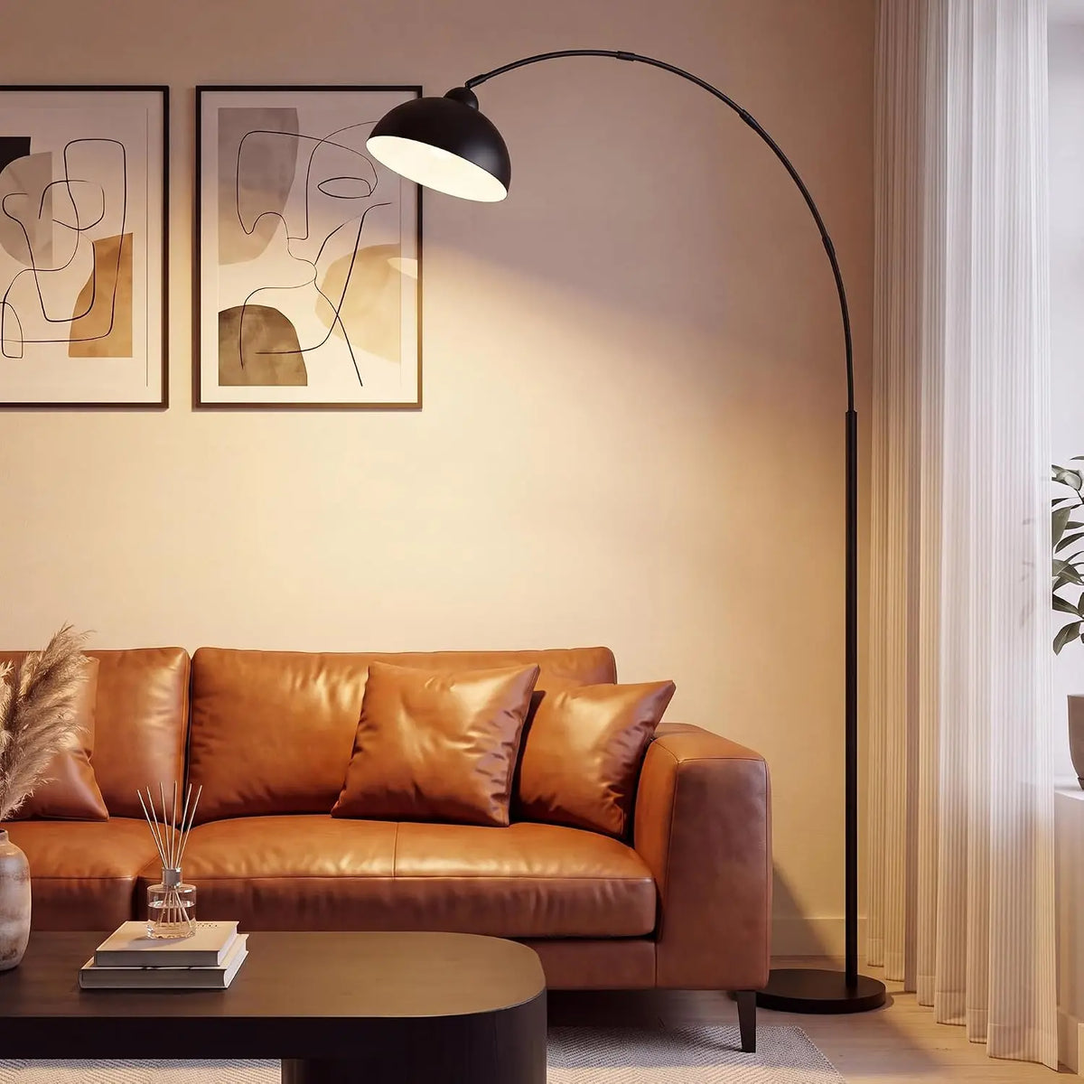 Lampadaire sur Pied Salon Arc Moderne Noir 204 cm E27 Incluse OVEL FL02 – 60 W