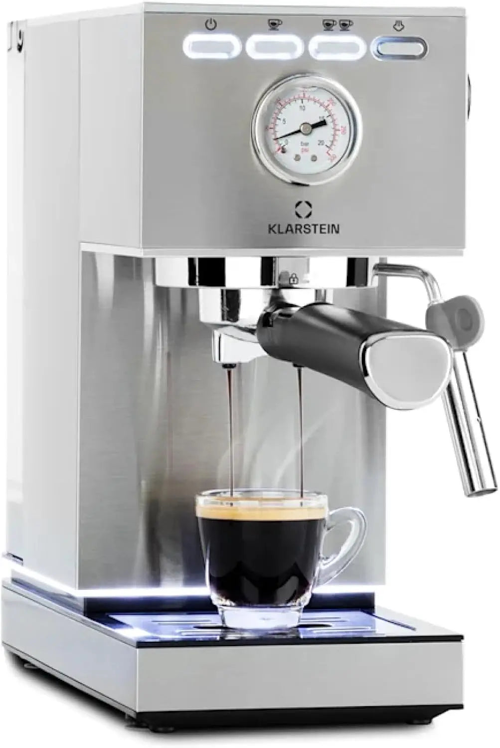 KLARSTEIN Pausa Machine à café expresso – 1350 W, 1,4 l, argenté