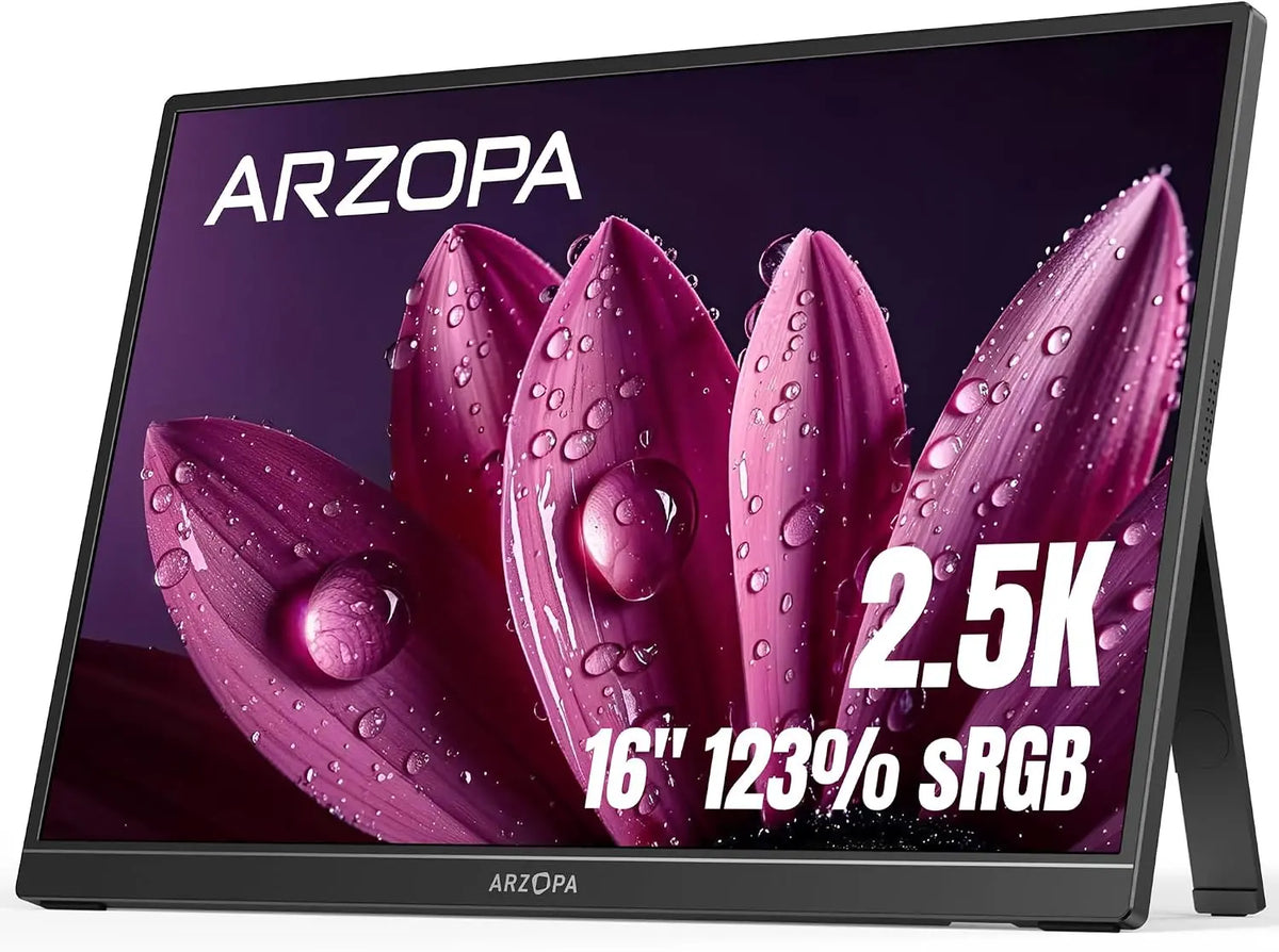 ARZOPA Moniteur portable 2,5K 16 Pouces 2560 x 1600 HDR 10 Bits QHD Interface-C HDMI pour Laptop,16:10 – noir