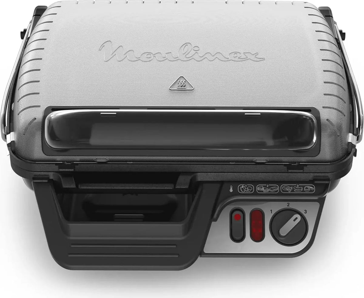Moulinex UltraCompact Comfort GI3060 Gril électrique multifonction pour barbecue – 2000 W, gris/noir