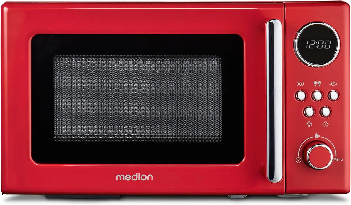 MEDION Micro-ondes rétro 20 litres – 800 watts, rouge
