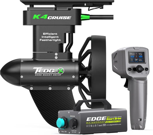Moteur Tedgix K4C pour SUP et Kayak – sans fil, 400 W, 423 Wh, gris/noir
