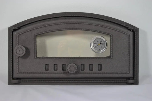 SEZAM Porte de four en fonte avec thermomètre 500°C – 48,5 x 6,5 x 27,5 cm, gris
