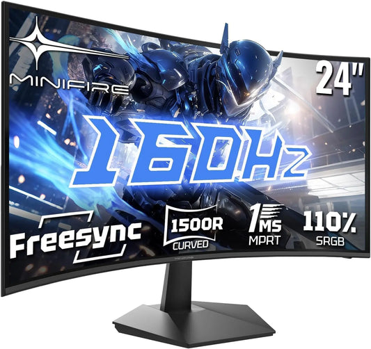 Minifire Ecran PC pour le jeu Incurvé 24 Pouces 160Hz – noir