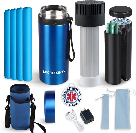 Mini réfrigérateur pour insuline 2-8℃ – 20000 mah, bleu/gris/noir