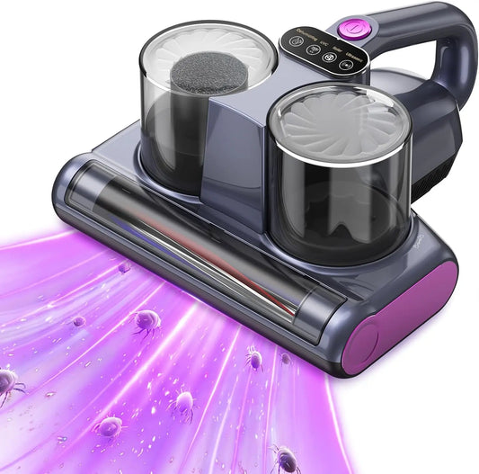 Aspirateur Acarien pour Matelas avec Lumière UV-C – 350 W, 0,6 L, rose