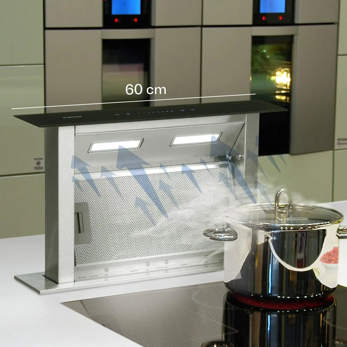 Klarstein Downdraft Hotte Aspirante – 485 m³/h, 60 Hz, gris