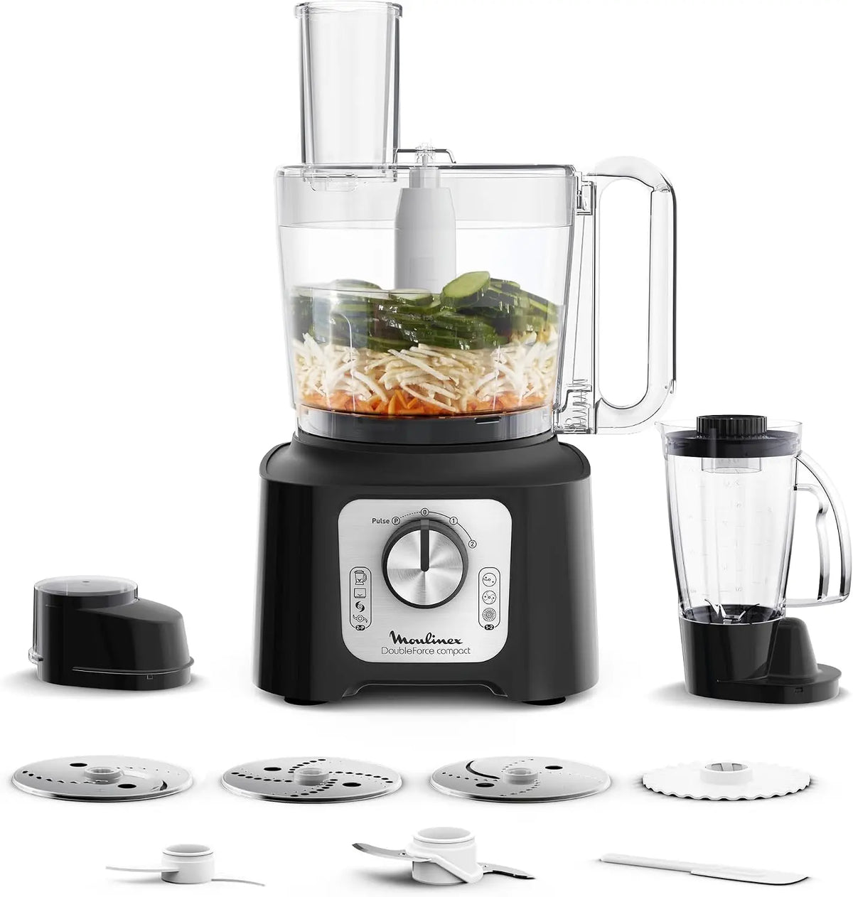 Moulinex - Double Force Compact Robot Cuisine 800W - 3L - Noir – robot de cuisine
