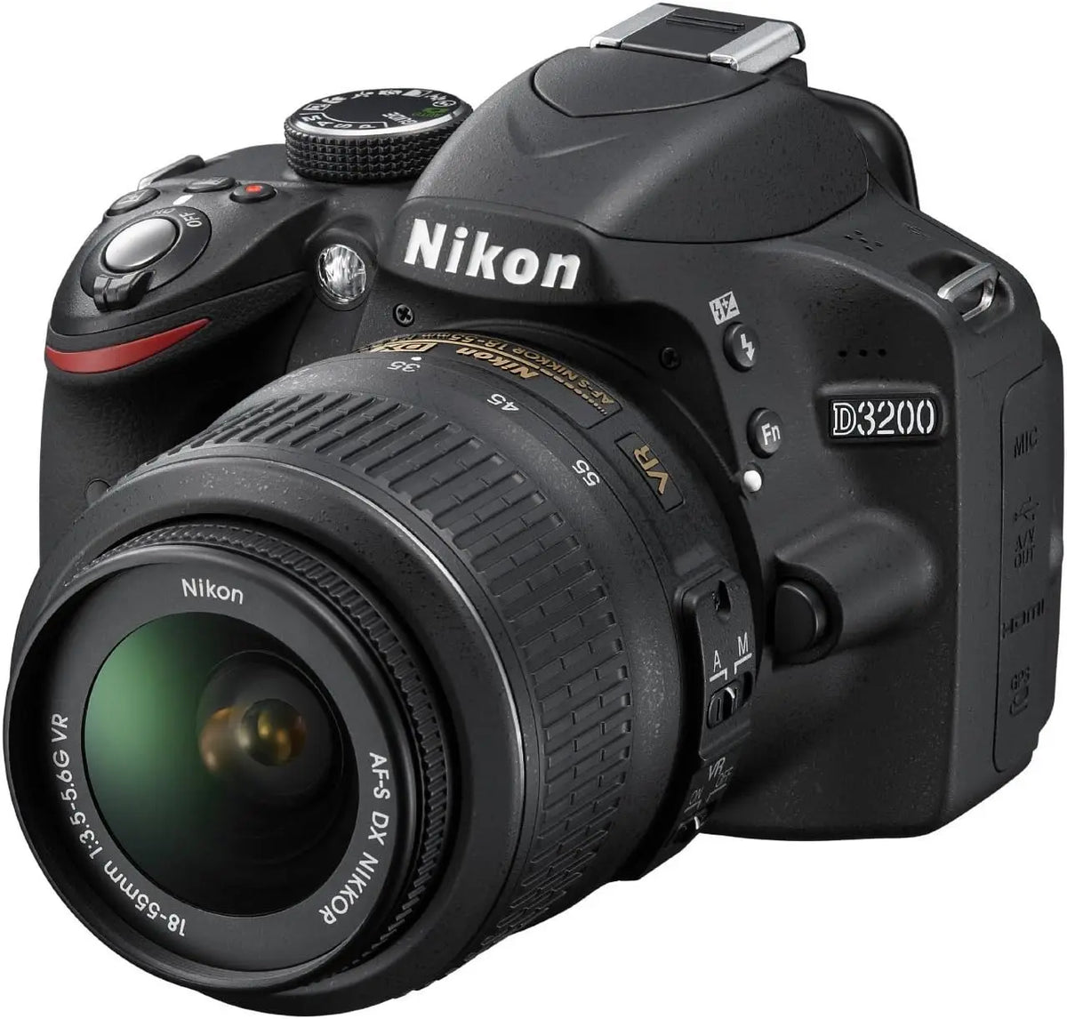 Nikon – D3200 Appareil photo numérique Reflex 24.2 Kit Objectif AF-S DX 18-55 mm Noir