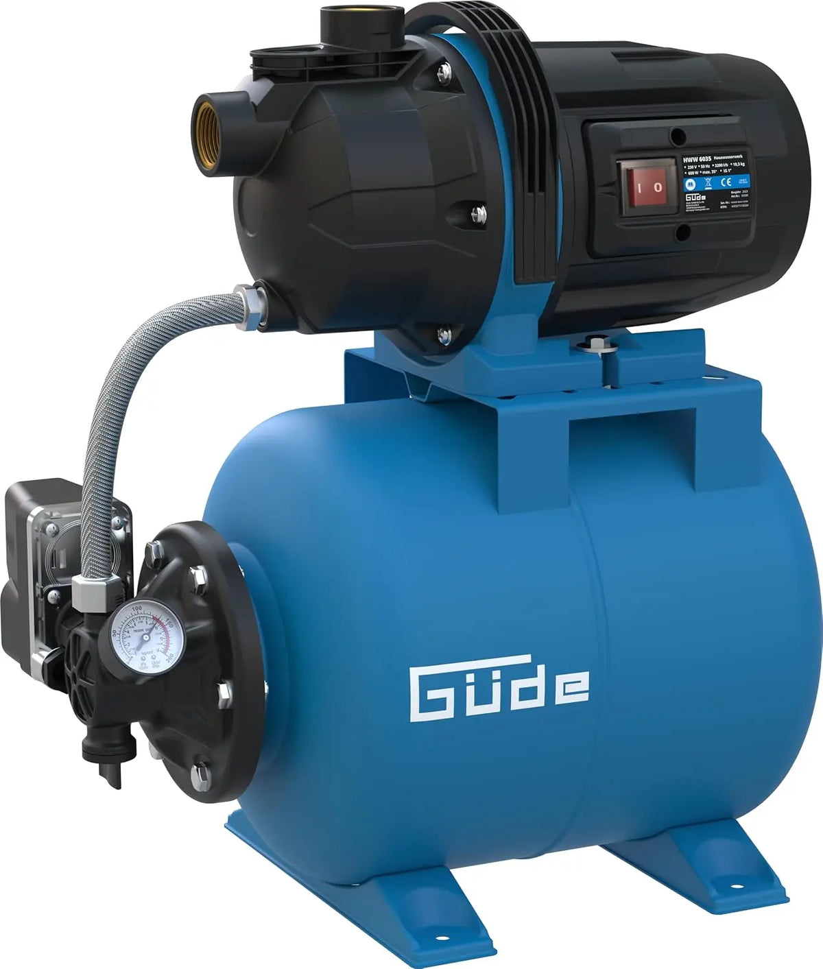 Güde Station d'eau domestique HWW 6035 600 W chaudière – 3200 l/h, 50 Hz, bleu/noir/gris