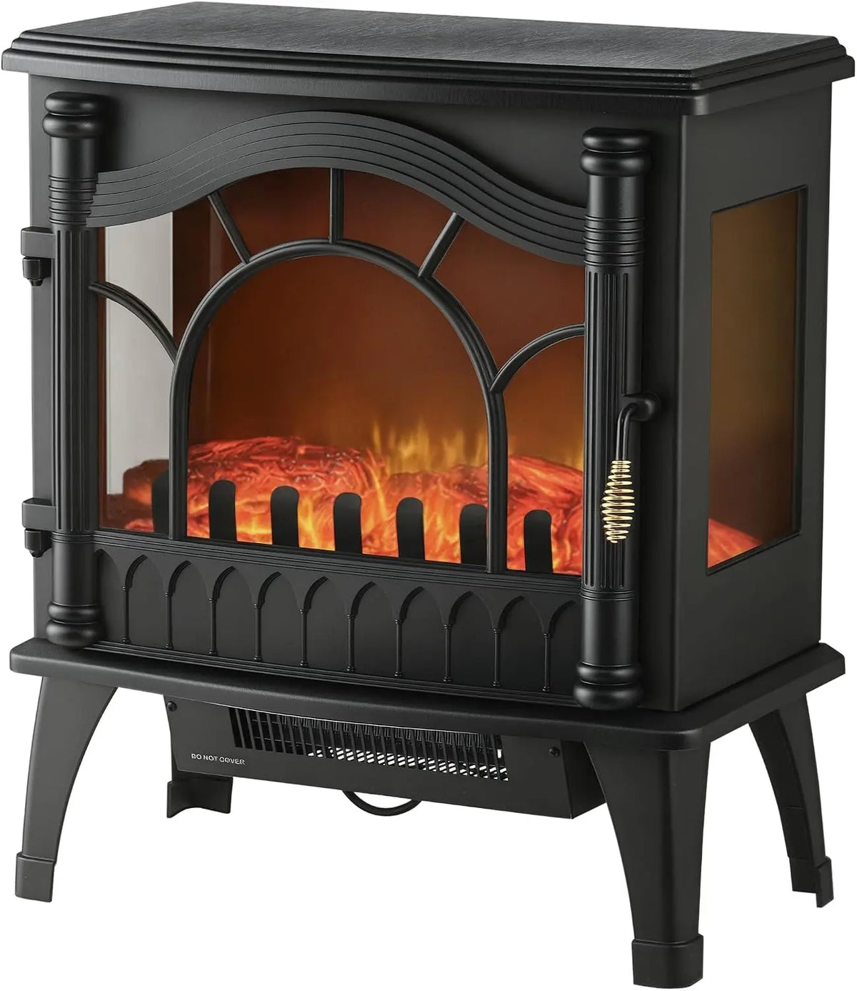 HOMCOM Cheminée Électrique Effet Flamme LED 2000W Thermostat Réglable Noir – 50 Hz