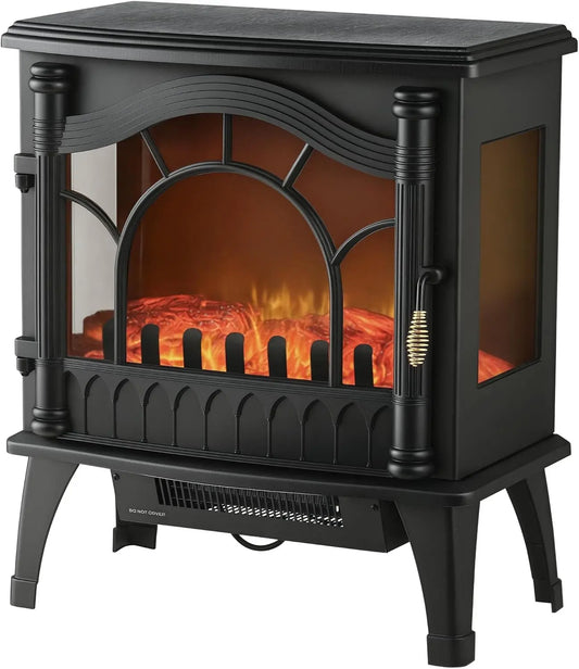 HOMCOM Cheminée Électrique Effet Flamme LED 2000W Thermostat Réglable Noir – 50 Hz