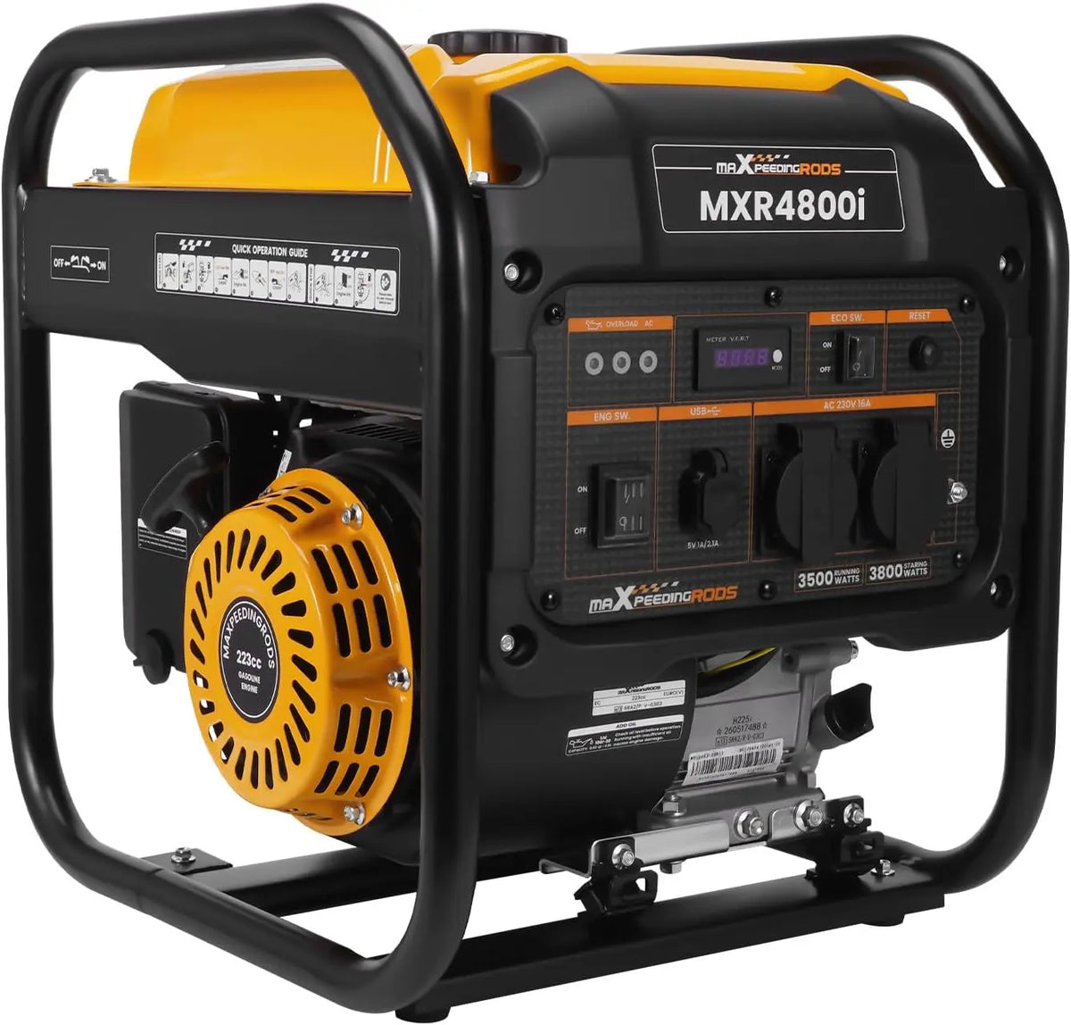MaXpeedingrods 3800W groupe electrogene inverter essence avec two 230V/USB – noir/gris