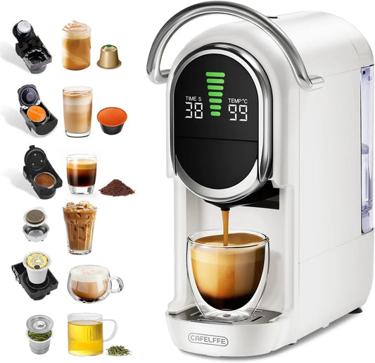 Cafelffe Machine à Café Multi-Capsules MK-609S 6 en 1,7 tailles de tasse – 1450 W, 50 ml / 300 ml, gris/noir