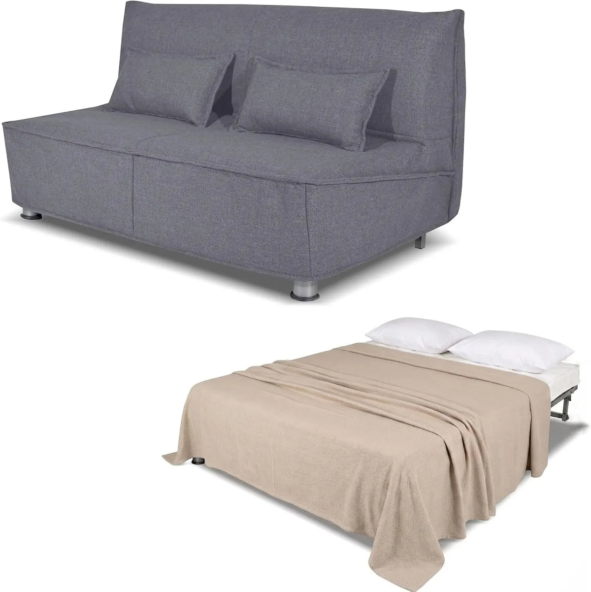 Kaysa Canapé-lit relevable 3 places – 160 x 190 cm, gris/beige