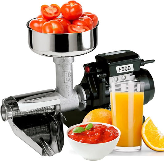 Reber Presse-Tomates Électrique N.5 500 W pour Coulis et Conserves – gris/noir/orange