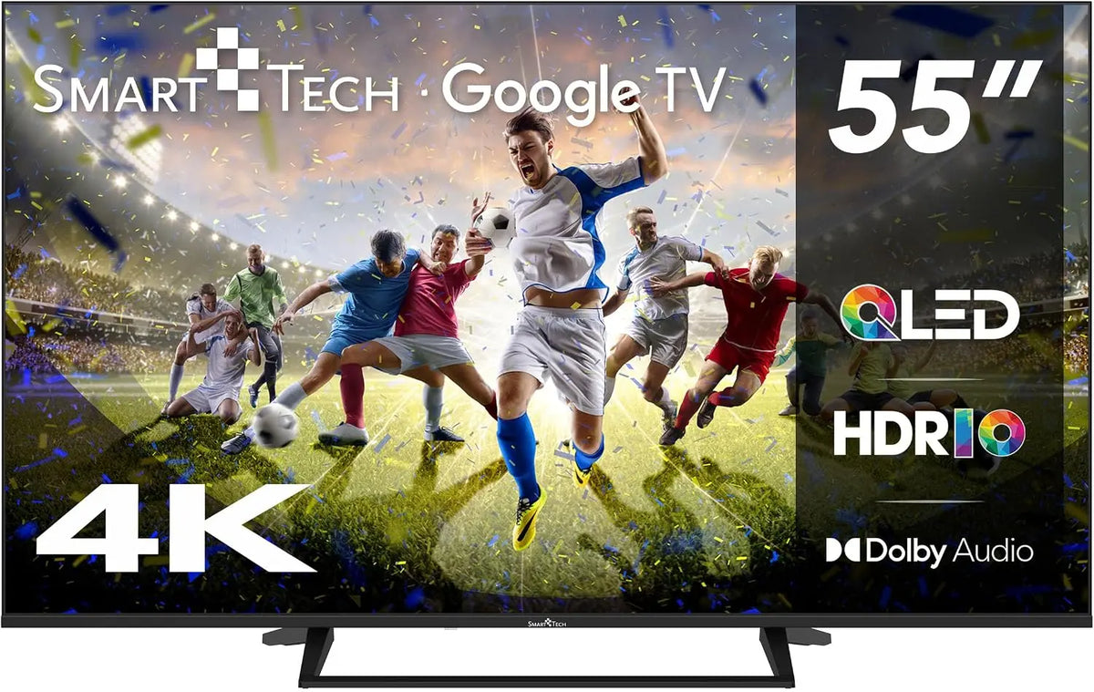 Smart Tech téléviseur QLED 4K UHD 55' 139 cm 55QG06K téléviseur connecté- 4xHDMI - 2xUSB - HDR 10 - MEMC – noir