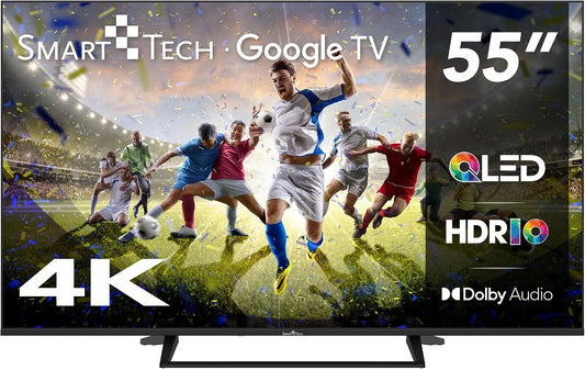 Smart Tech téléviseur QLED 4K UHD 55' 139 cm 55QG06K téléviseur connecté- 4xHDMI - 2xUSB - HDR 10 - MEMC – noir