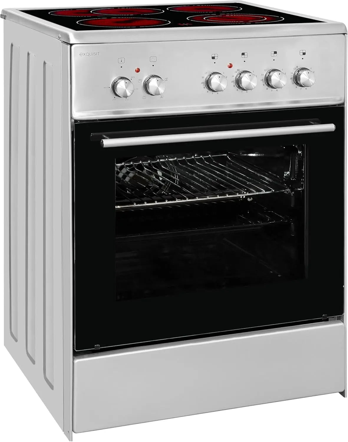 Exquisit Cuisinière ECM 6-4 BZ en acier inoxydable - Cuisinière 60 cm avec plaque de cuisson – argenté