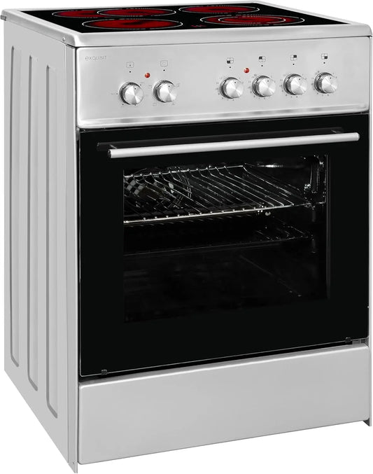 Exquisit Cuisinière ECM 6-4 BZ en acier inoxydable - Cuisinière 60 cm avec plaque de cuisson – argenté