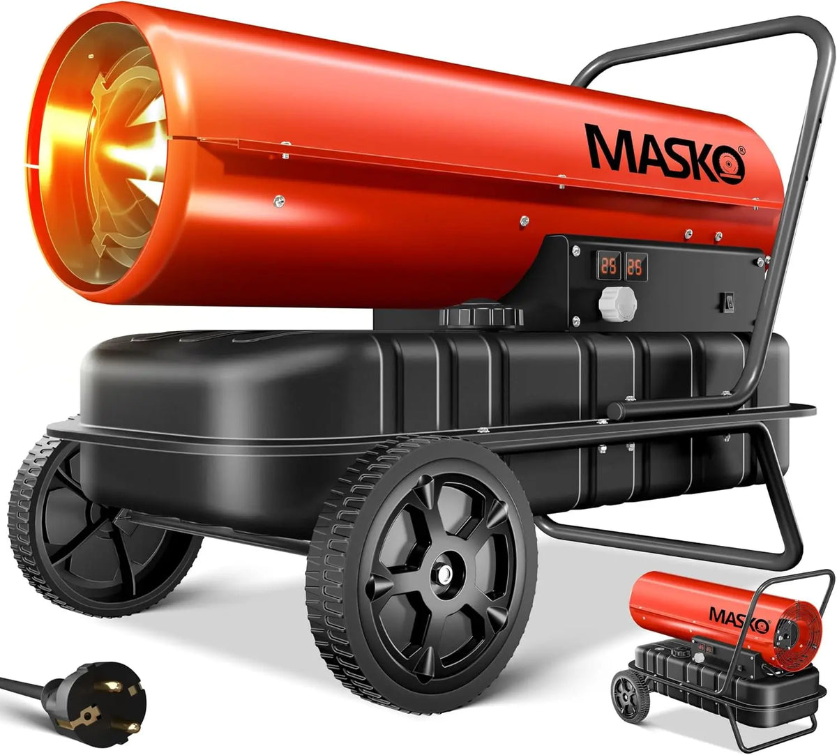 Masko Canon de Chauffage 30 KW Diesel Sécheur de Chantier Chauffage de Chantier Générateur d'air Chaud – 750 m³ / heure, rouge/noir